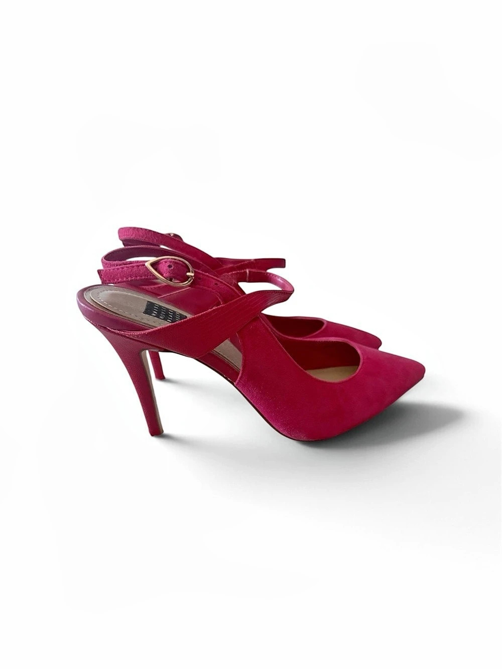 White House Black Market Strappy Pointed-Toe Heels in Fuschia suede size 7.5